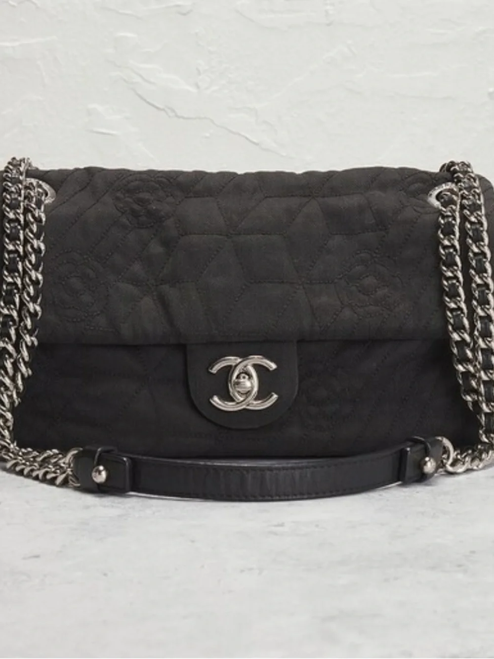 Chanel Camellia Flap Bag Denim Black 2011